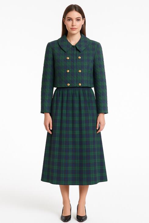 Cullinane Dresses & Skirts - Vintage Cullinane Quilted Plaid Jacket & Skirt Set preppy Made in USA medium